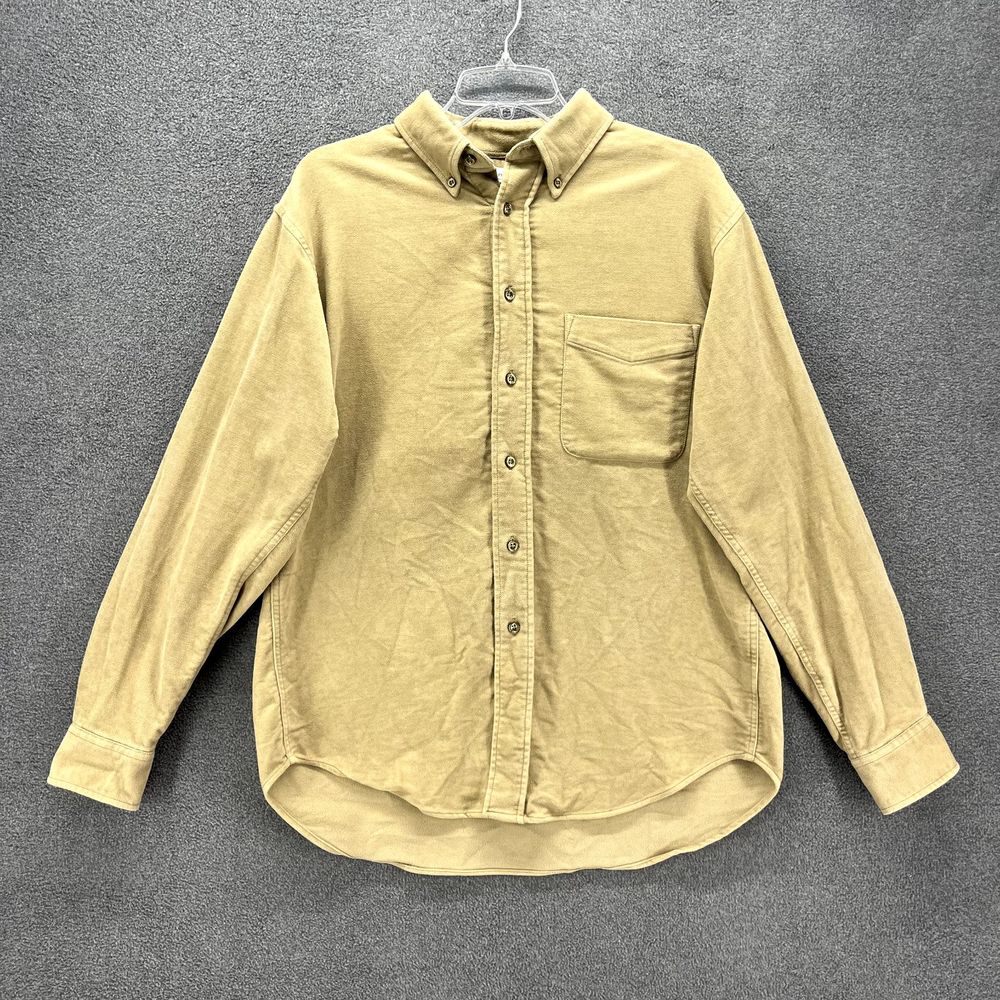 Turnbury Shirt Men's Medium Tan Button Down Flannel Elbow Patches Shacket pocket
